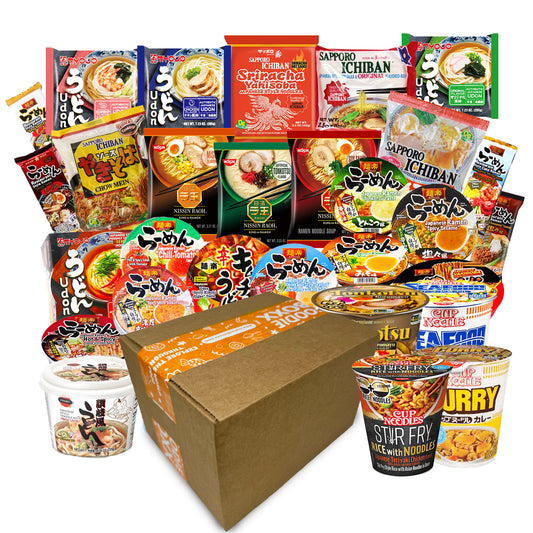 FOODIE BOXX Japanese Instant Ramen Noodles Variety Pack with Cookies & Chopsticks (Japanese)