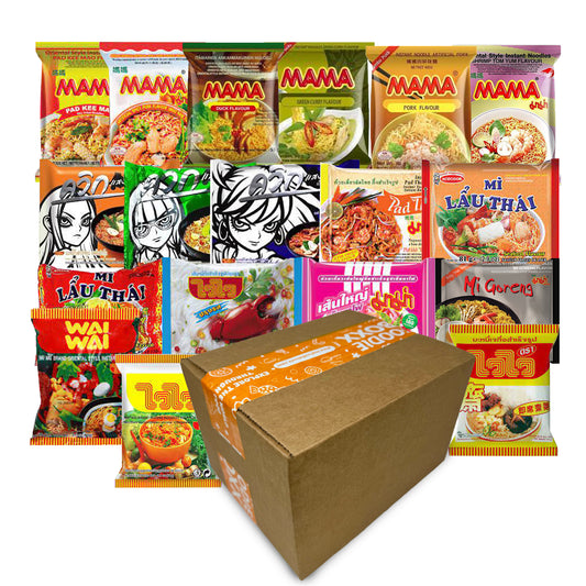 FOODIE BOXX Asian Instant Ramen Noodles Variety Pack with Cookies & Chopsticks (Thai)