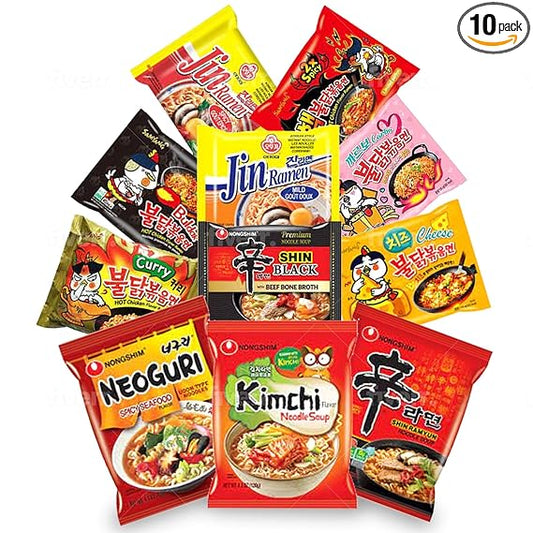 FOODIE BOXX Korean Instant Ramen Noodles Variety Pack with Cookie & Chopstick (Korean)